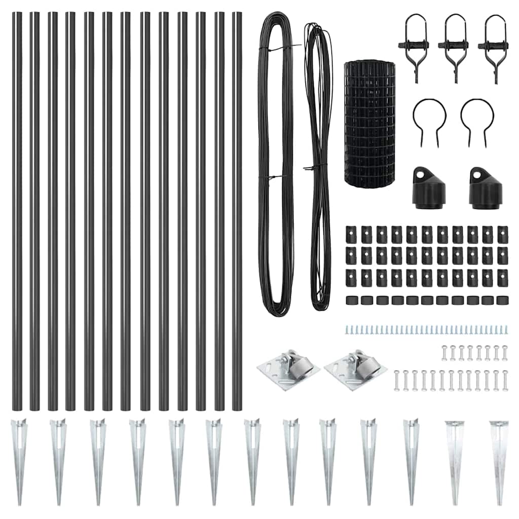 Gard cu Stâlp Gri 1 x 25 m Oțel