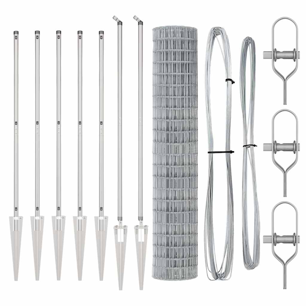 Îngrădire cu stâlpi Argintiu 1.6 x 10 m Oțel