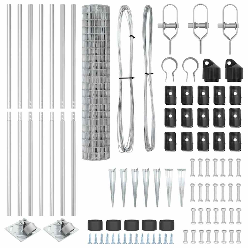 Îngrădire cu stâlpi Argintiu 1.6 x 10 m Oțel