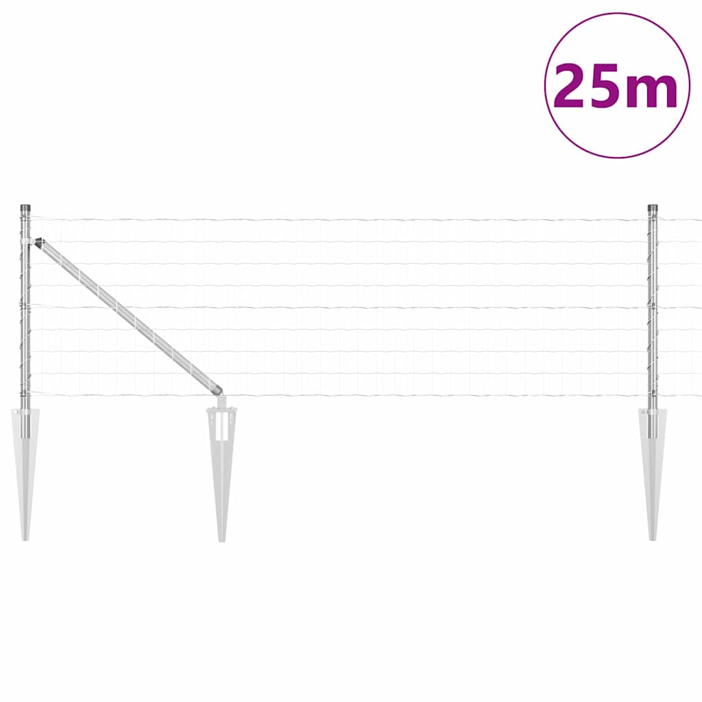 Gard cu Stâlp Argintiu 0,6 x 25 m Oțel