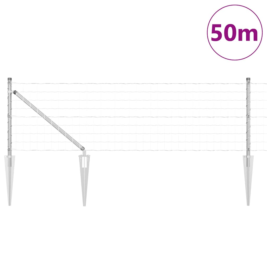 Gard cu Stâlp Argintiu 0,6 x 50 m Oțel