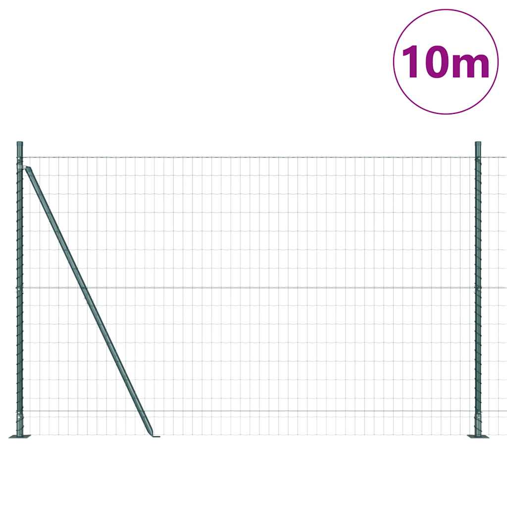 Gard cu Stâlp Verde 1,5 x 10 m Oțel și PVC