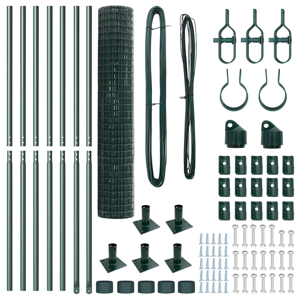 Gard cu Stâlp Verde 1,4 x 10 m Oțel și PVC