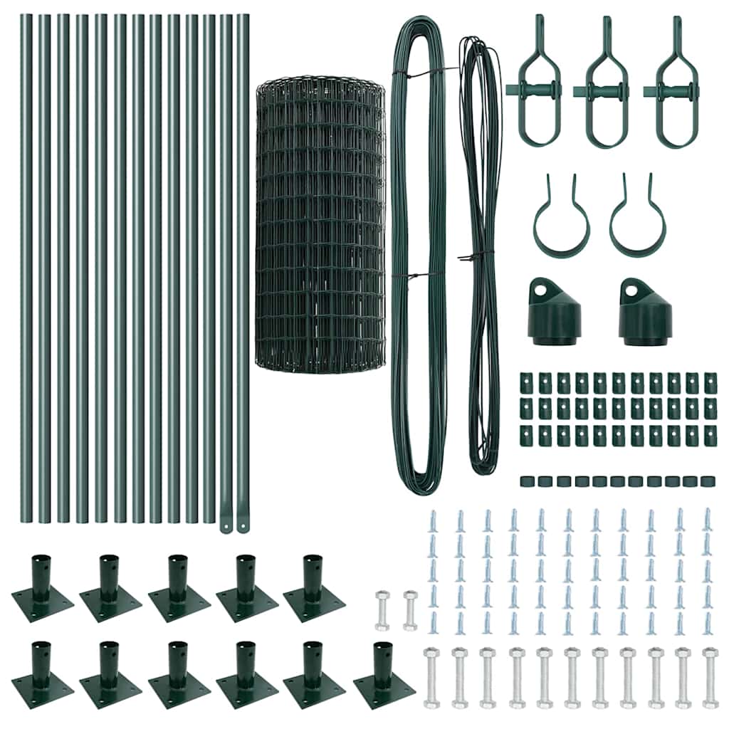 Gard cu Stâlp Verde 0,6 x 25 m Oțel și PVC