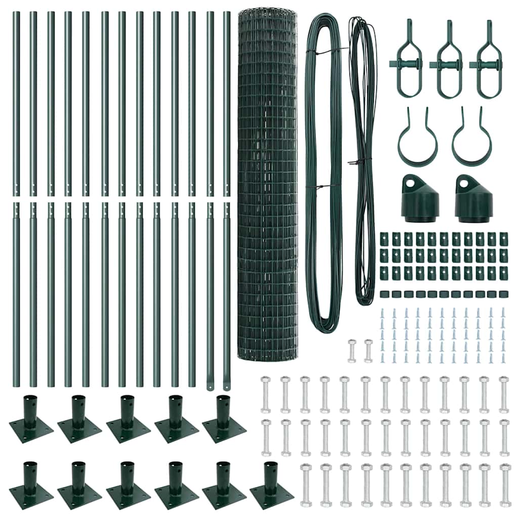 Gard cu Stâlp Verde 1,2 x 25 m Oțel și PVC