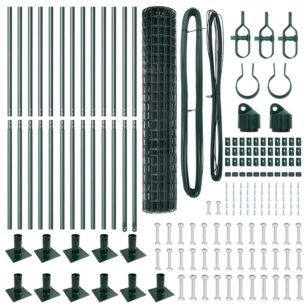 Gard cu Stâlp Verde 1,2 x 25 m Oțel și PVC