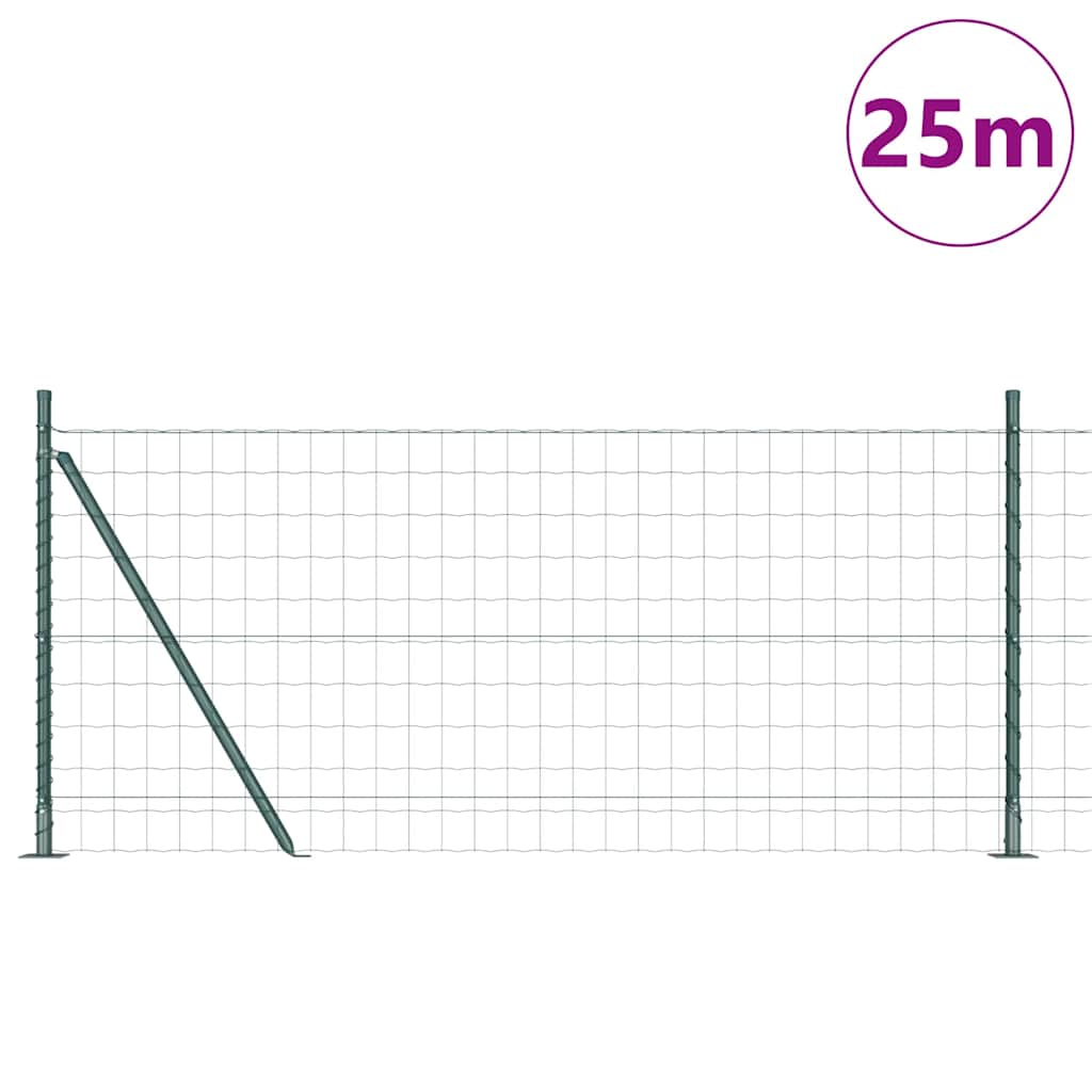 Gard cu Stâlp Verde 0,8 x 25 m Oțel și PVC