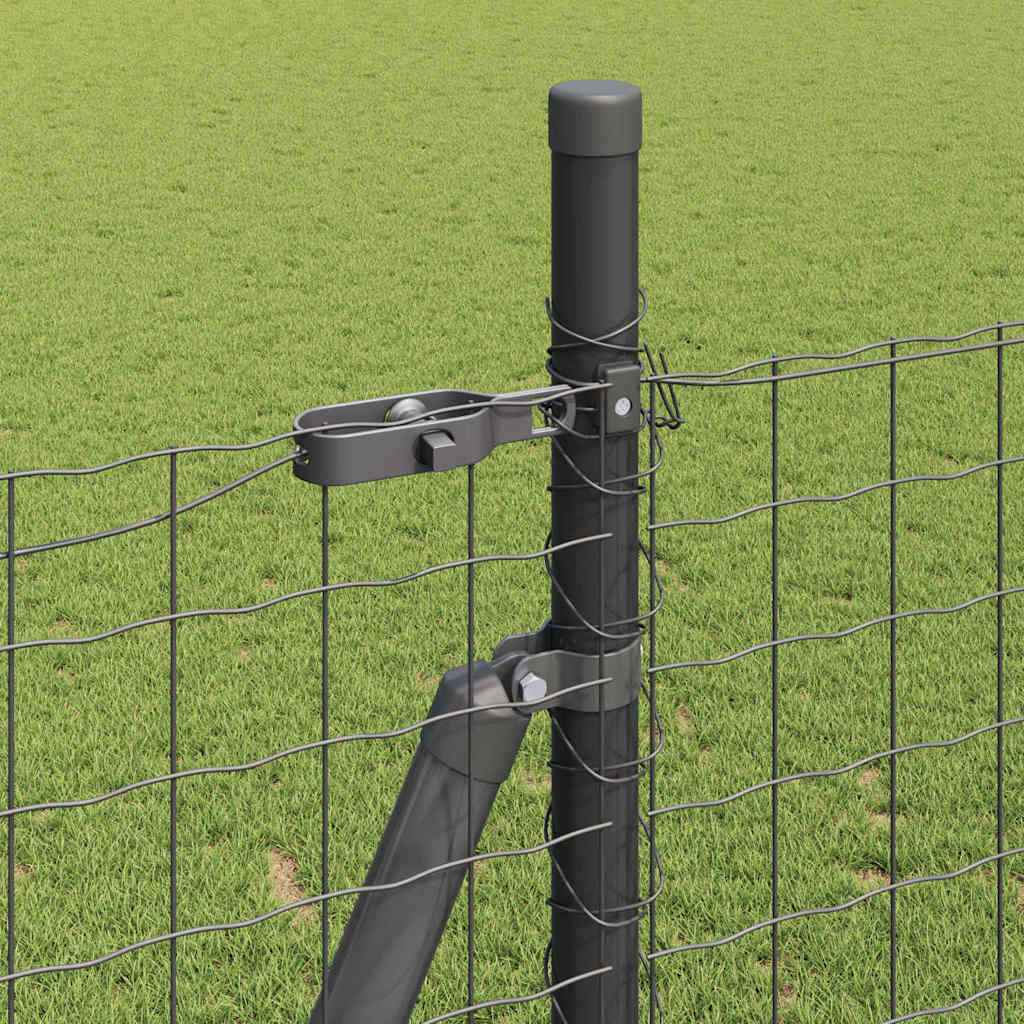 Gard cu Stâlp Gri 1,4 x 10 m Oțel și PVC