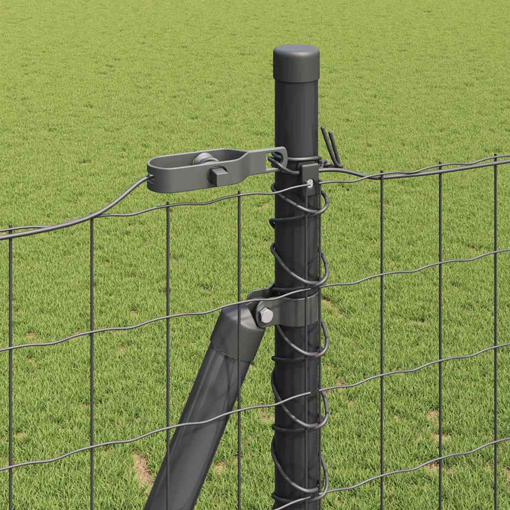 Gard cu Stâlp Gri 1,5 x 10 m Oțel și PVC