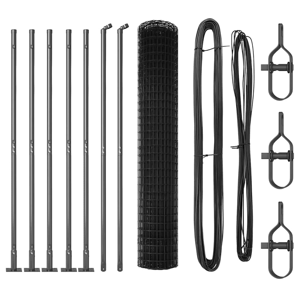 Gard cu Stâlp Gri 1,5 x 10 m Oțel și PVC