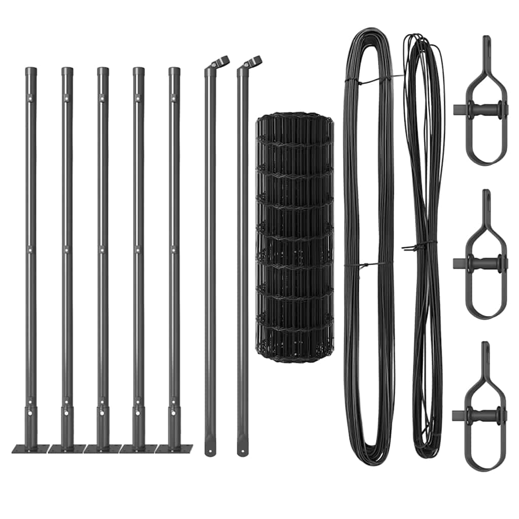 Gard cu Stâlp Gri 0,6 x 10 m Oțel și PVC