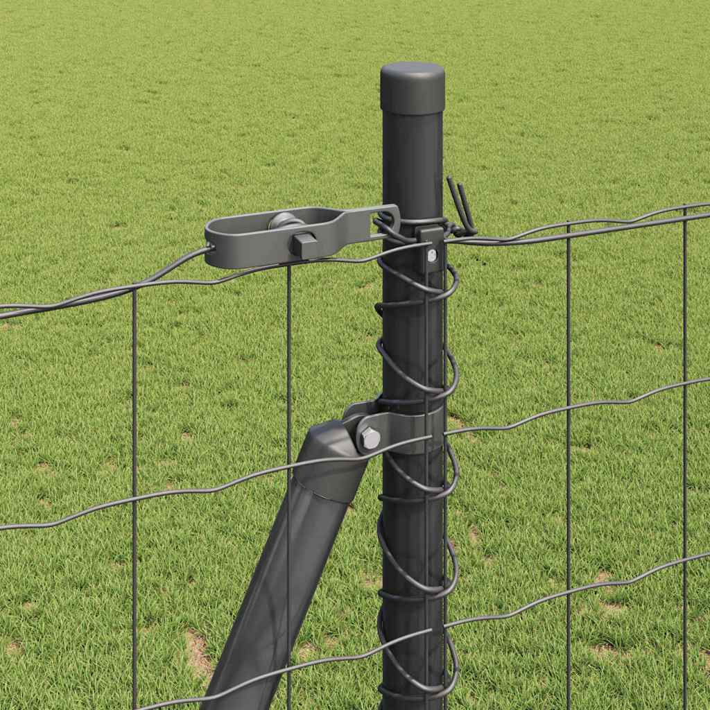 Gard cu Stâlp Gri 1,4 x 10 m Oțel și PVC