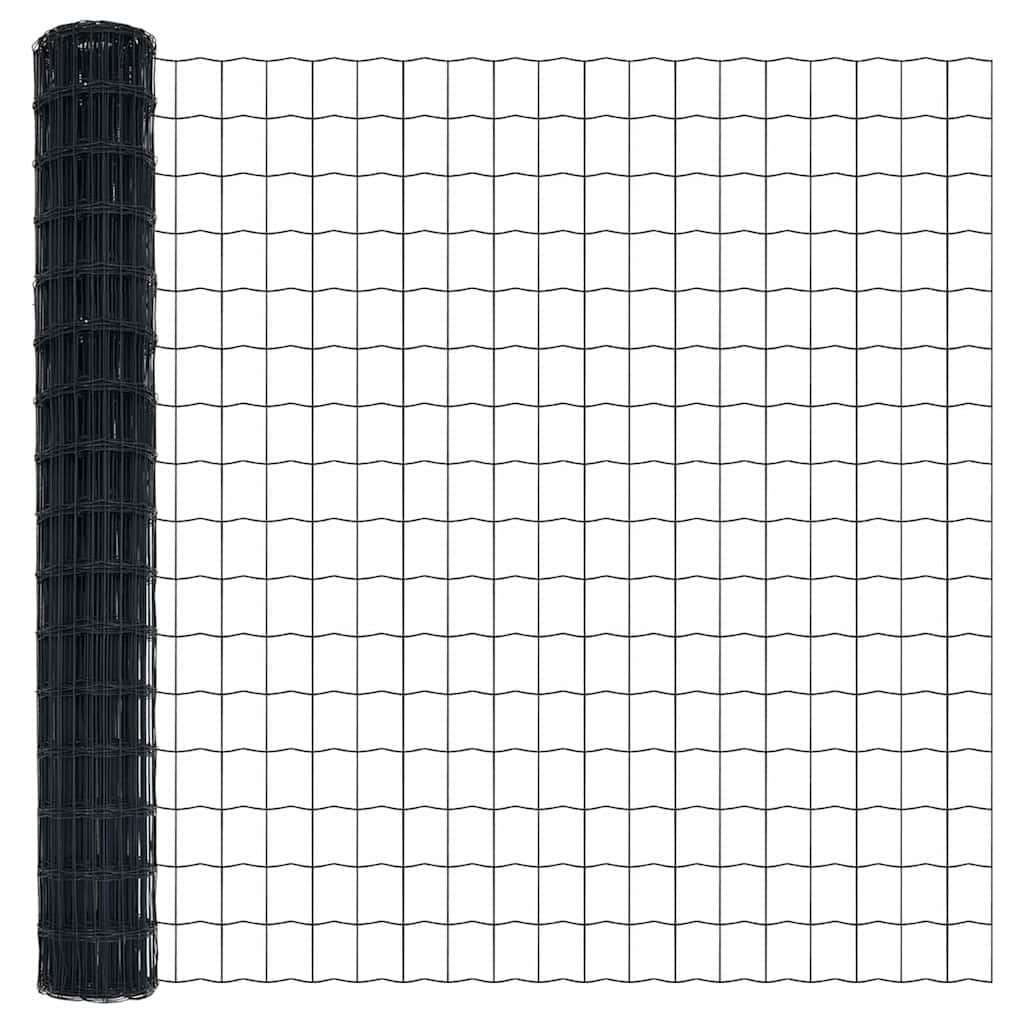 Gard cu Stâlp Gri 1,4 x 10 m Oțel și PVC