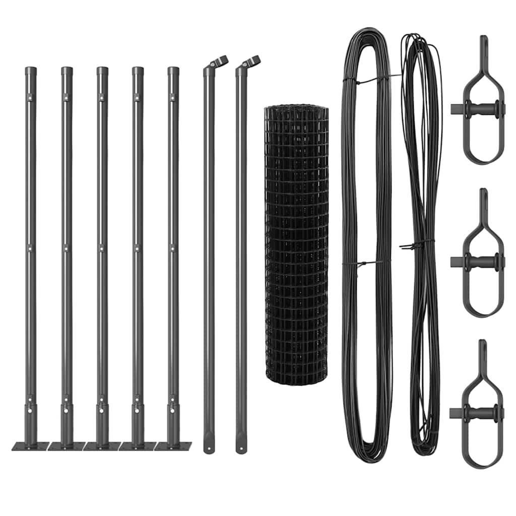 Îngrădire cu stâlpi Gri 0.6 x 10 m Oțel