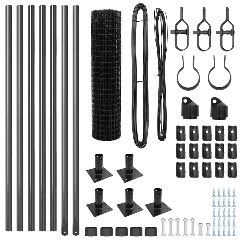 Îngrădire cu stâlpi Gri 0.6 x 10 m Oțel