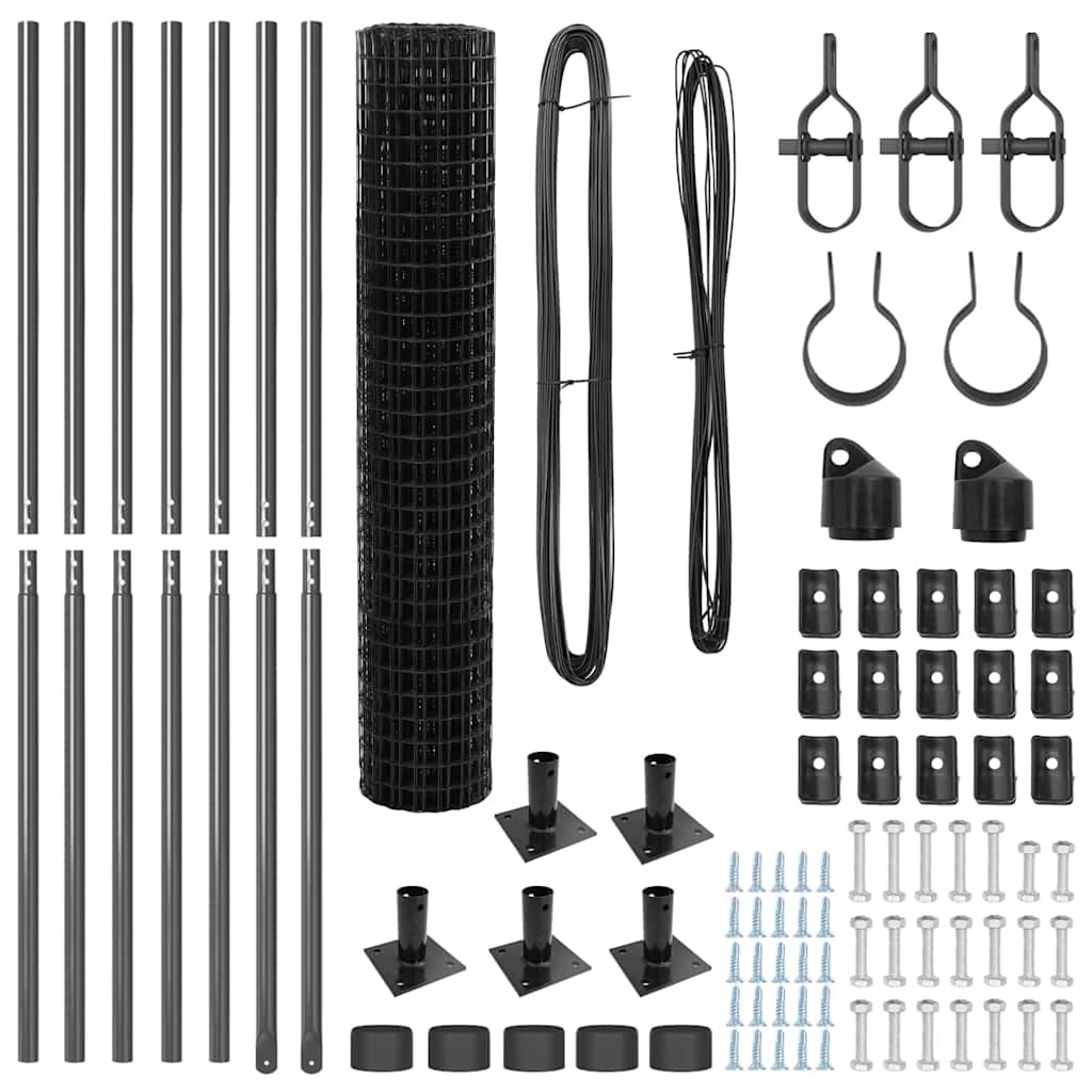 Gard cu Stâlp Gri 1,5 x 10 m Oțel