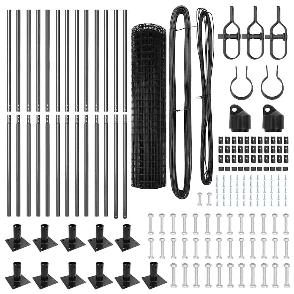 Îngrădire cu stâlpi Gri 1 x 25 m Oțel