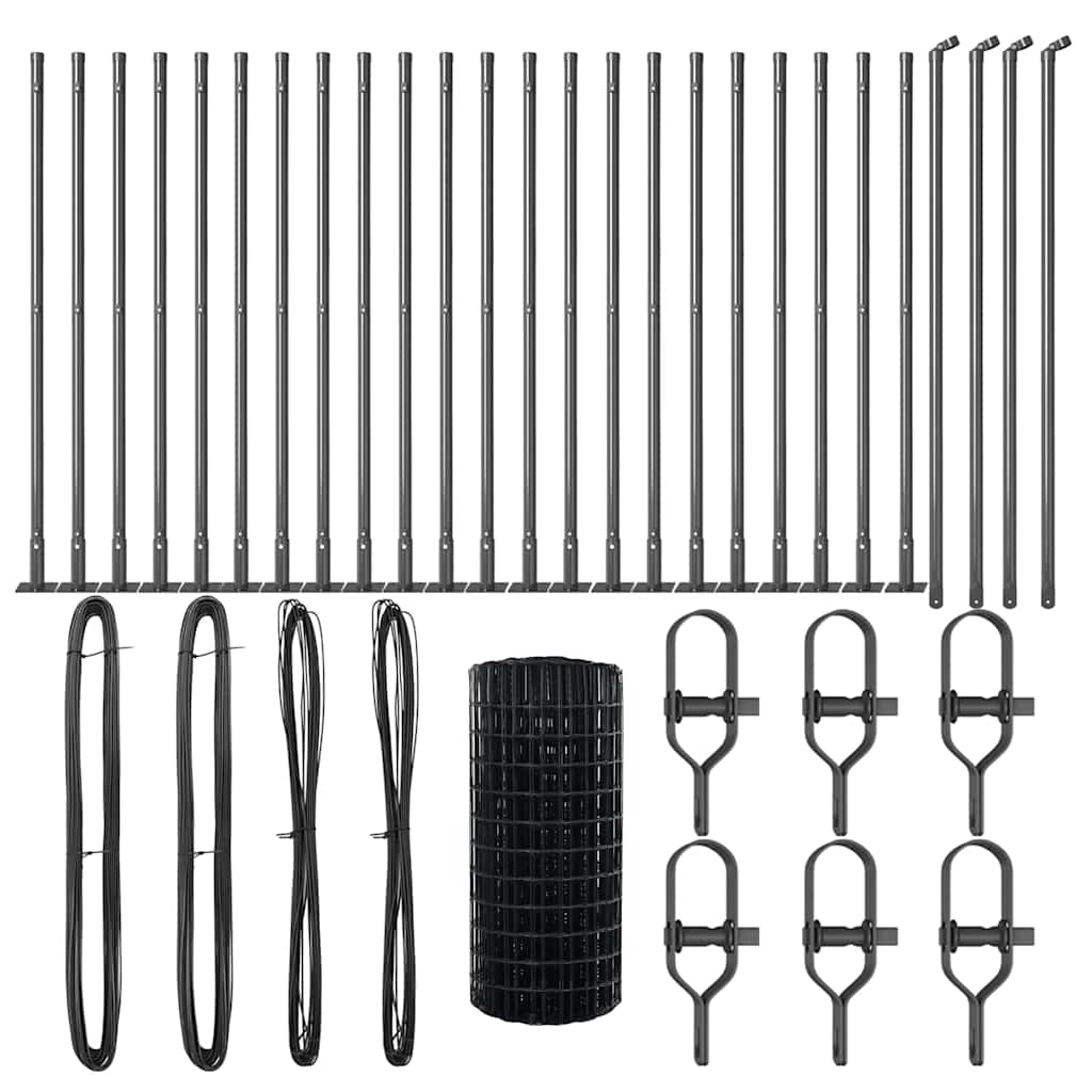 Gard cu Stâlp Gri 0,4 x 50 m Oțel și PVC