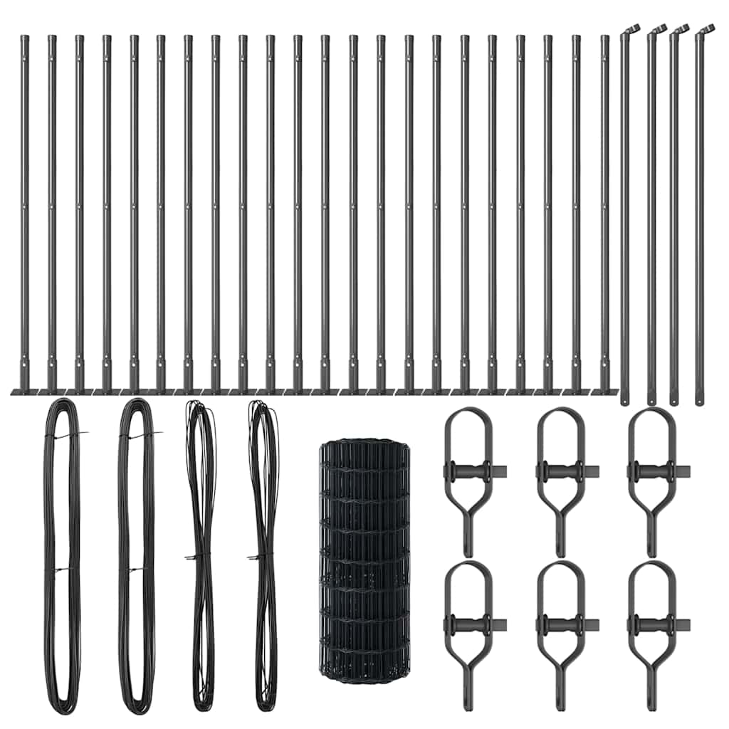 Îngrădire cu stâlpi Gri 0.6 x 50 m Oțel