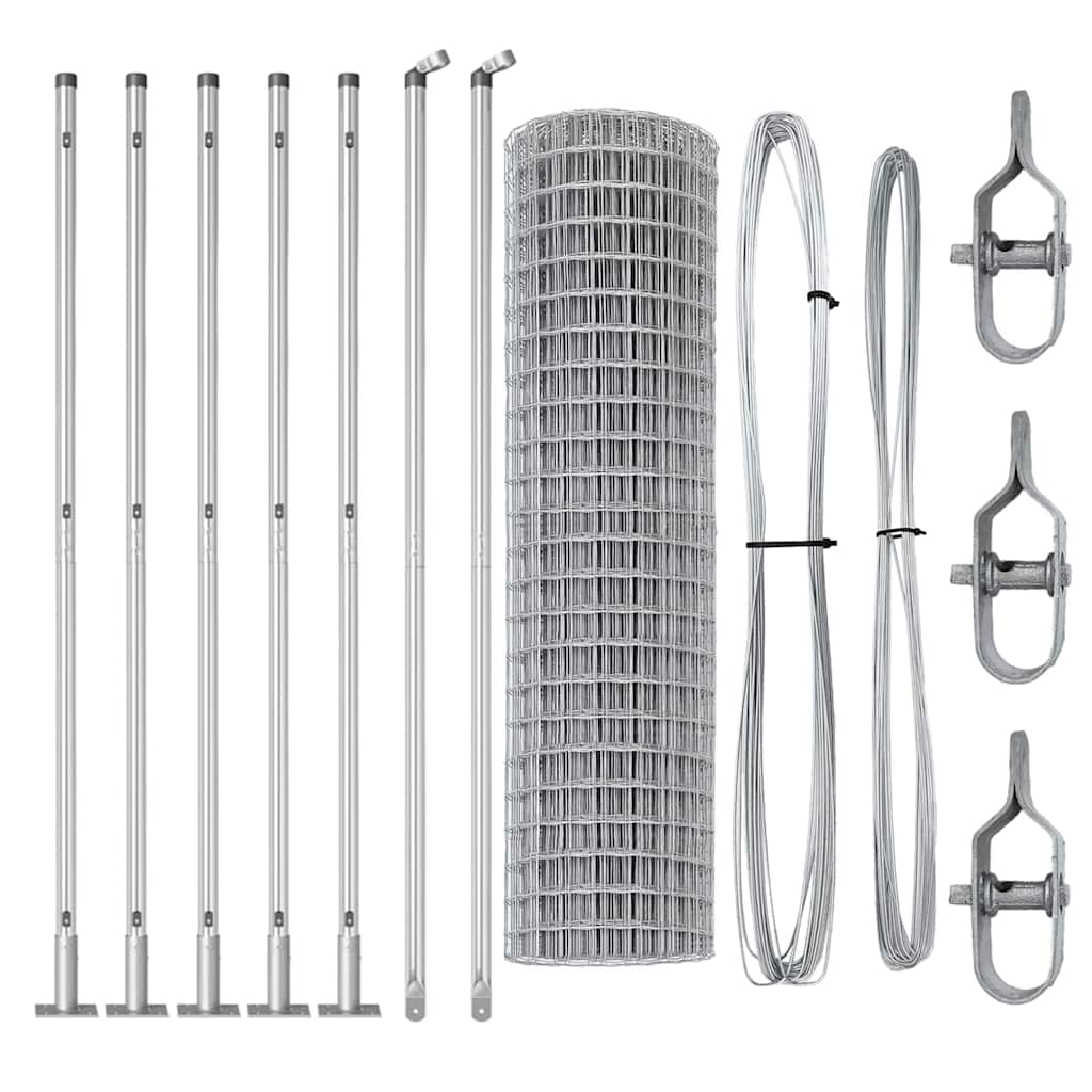 Gard cu Stâlp Argintiu 1 x 10 m Oțel