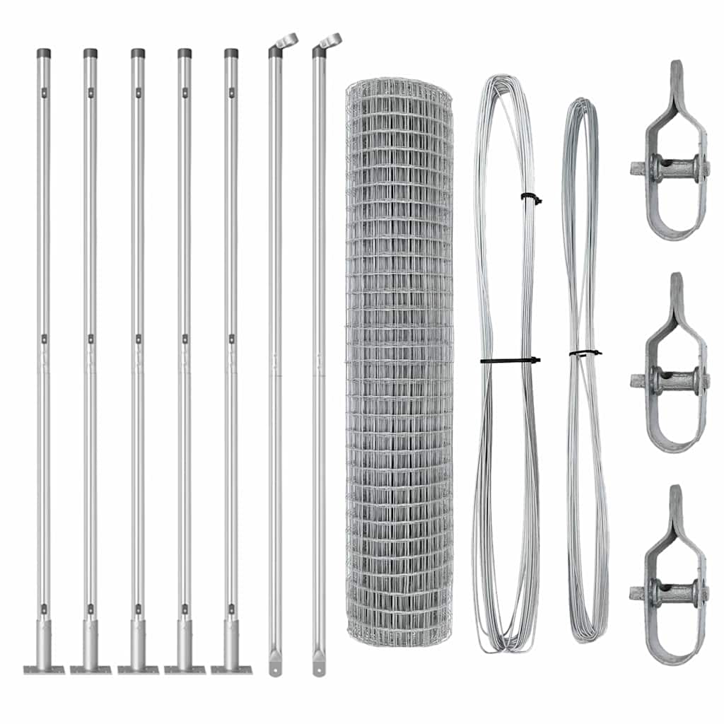 Îngrădire cu stâlpi Argintiu 1.5 x 10 m Oțel