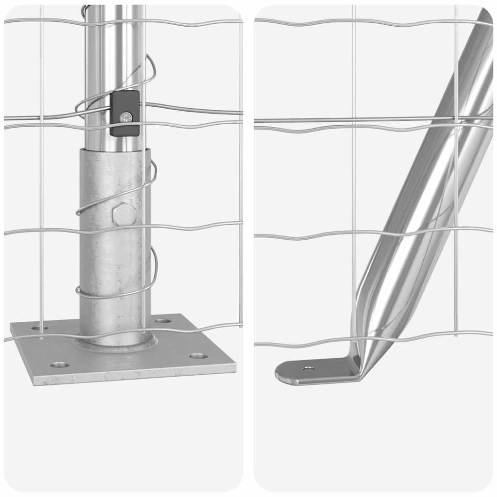 Îngrădire cu stâlpi Argintiu 1.6 x 10 m Oțel