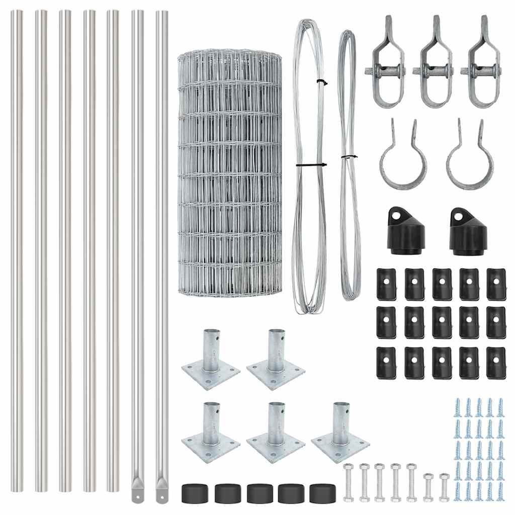 Gard cu Stâlp Argintiu 0,6 x 10 m Oțel
