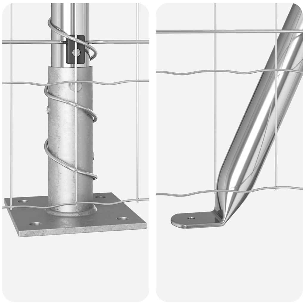 Îngrădire cu stâlpi Argintiu 1.5 x 10 m Oțel