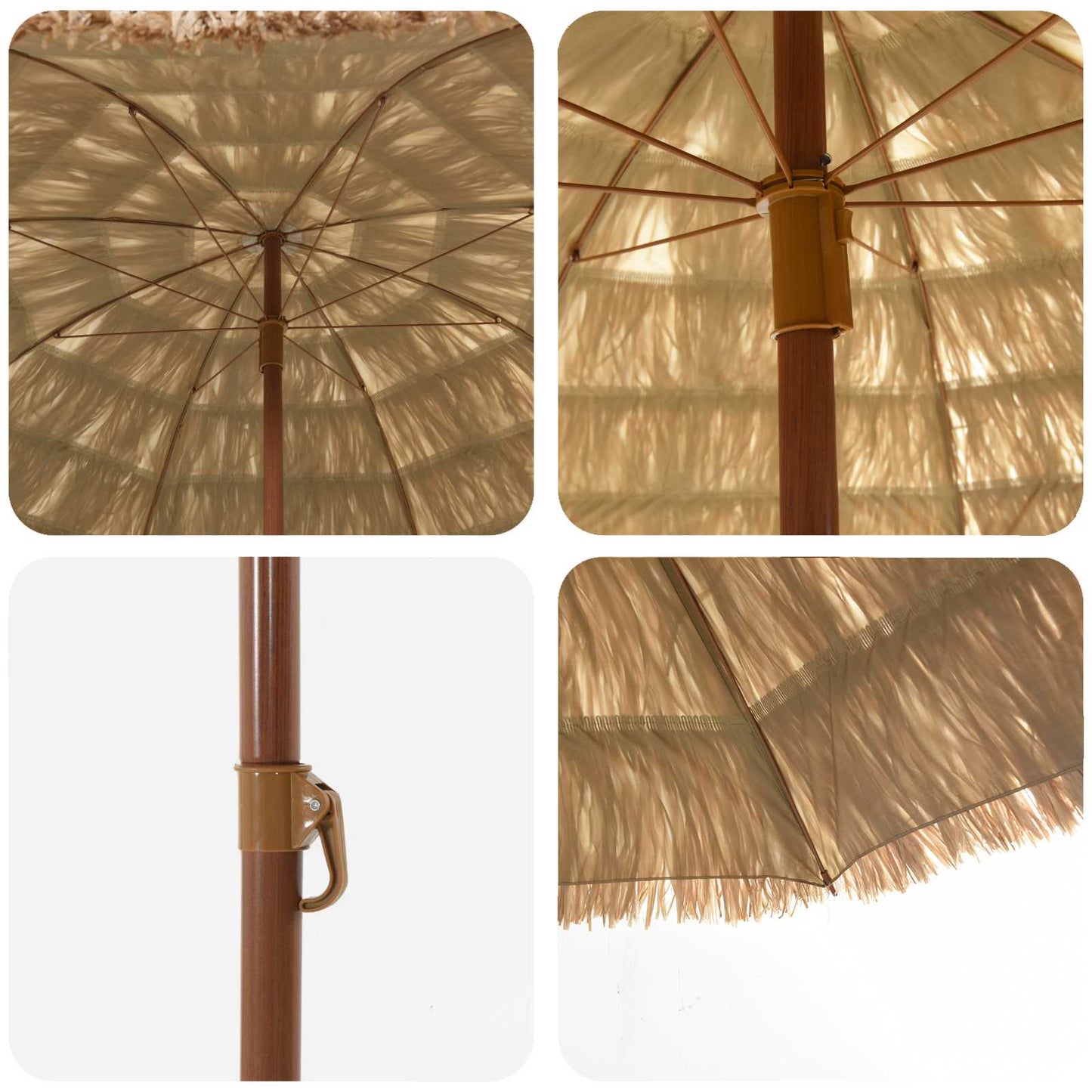 Parasol de Plajă natural 255 x 255 x 255 cm Poliester și oțel