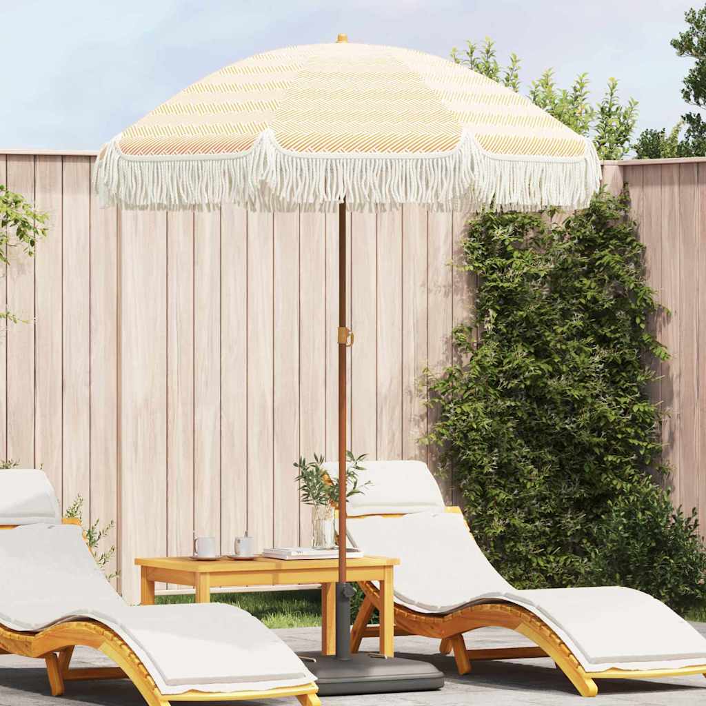 Parasol de Plajă Galben și alb 160 x 160 x 196 cm