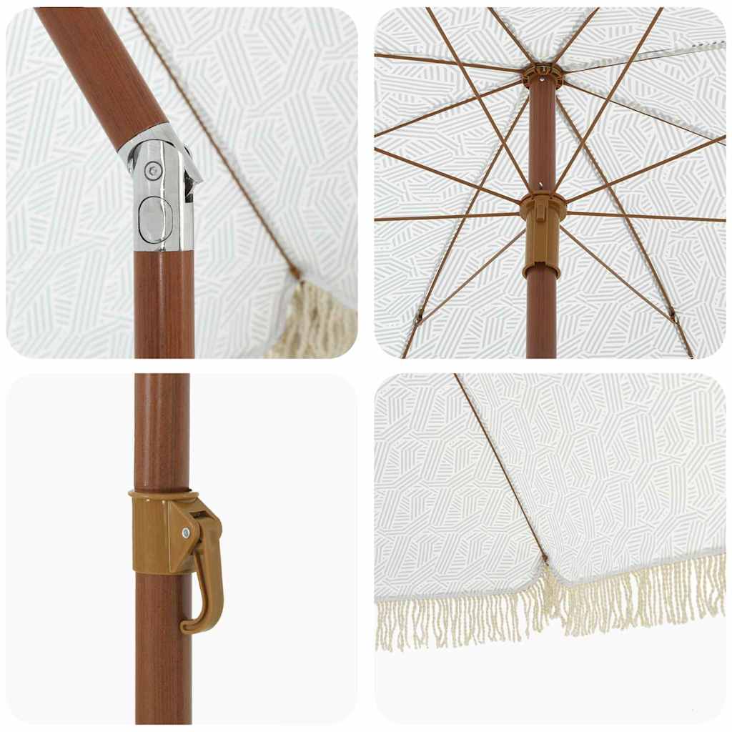 Parasol de Plajă Gri și alb 205 x 205 x 210 cm