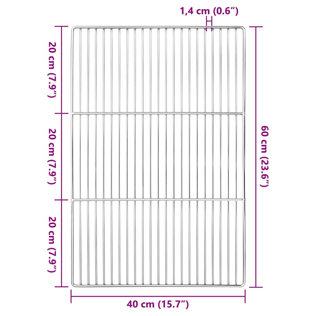 Grătar Argintiu 60 x 40 cm Oţel inoxidabil