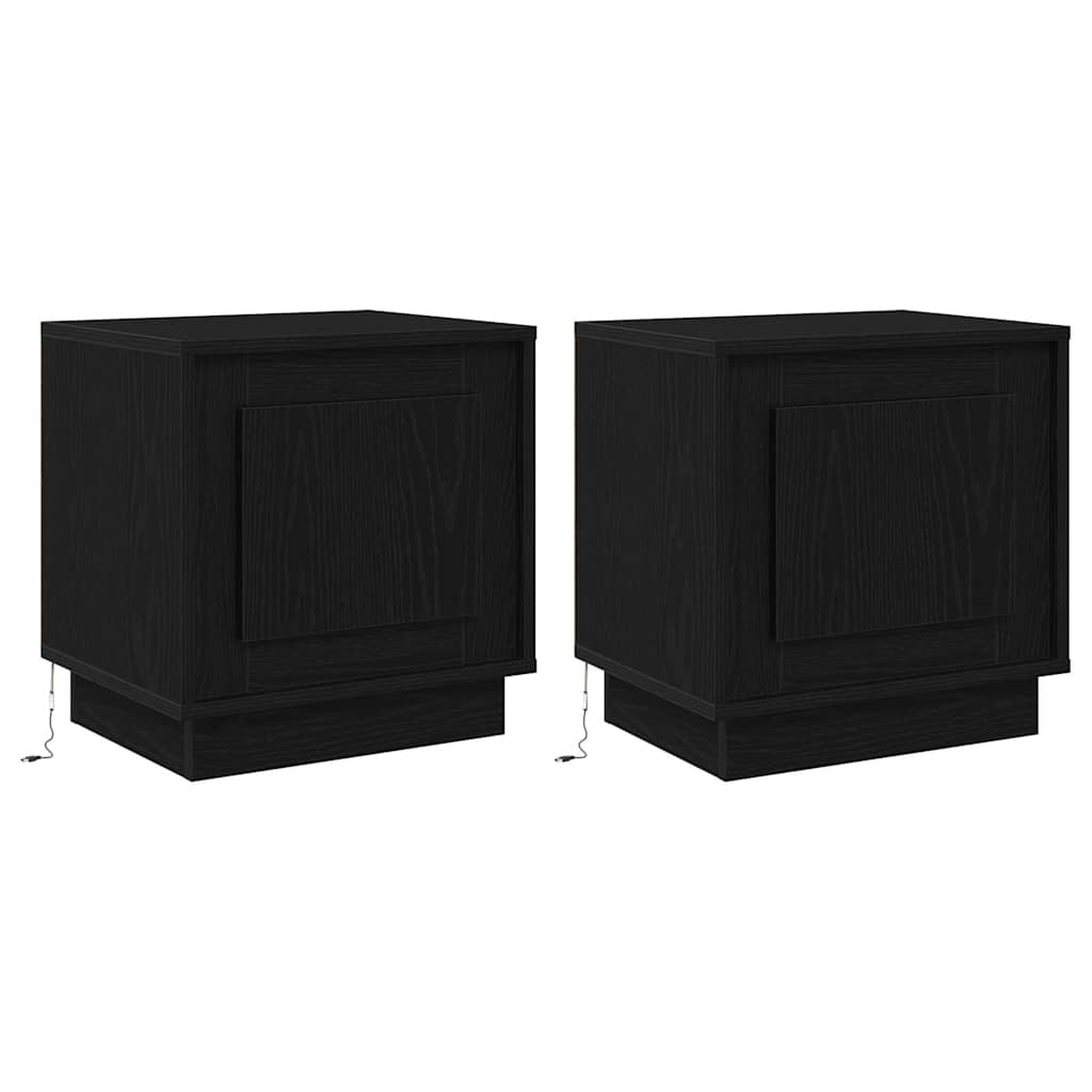Dulap de noapte 2 pcs Negru 44 x 34,5 x 45 cm Lemn compozit