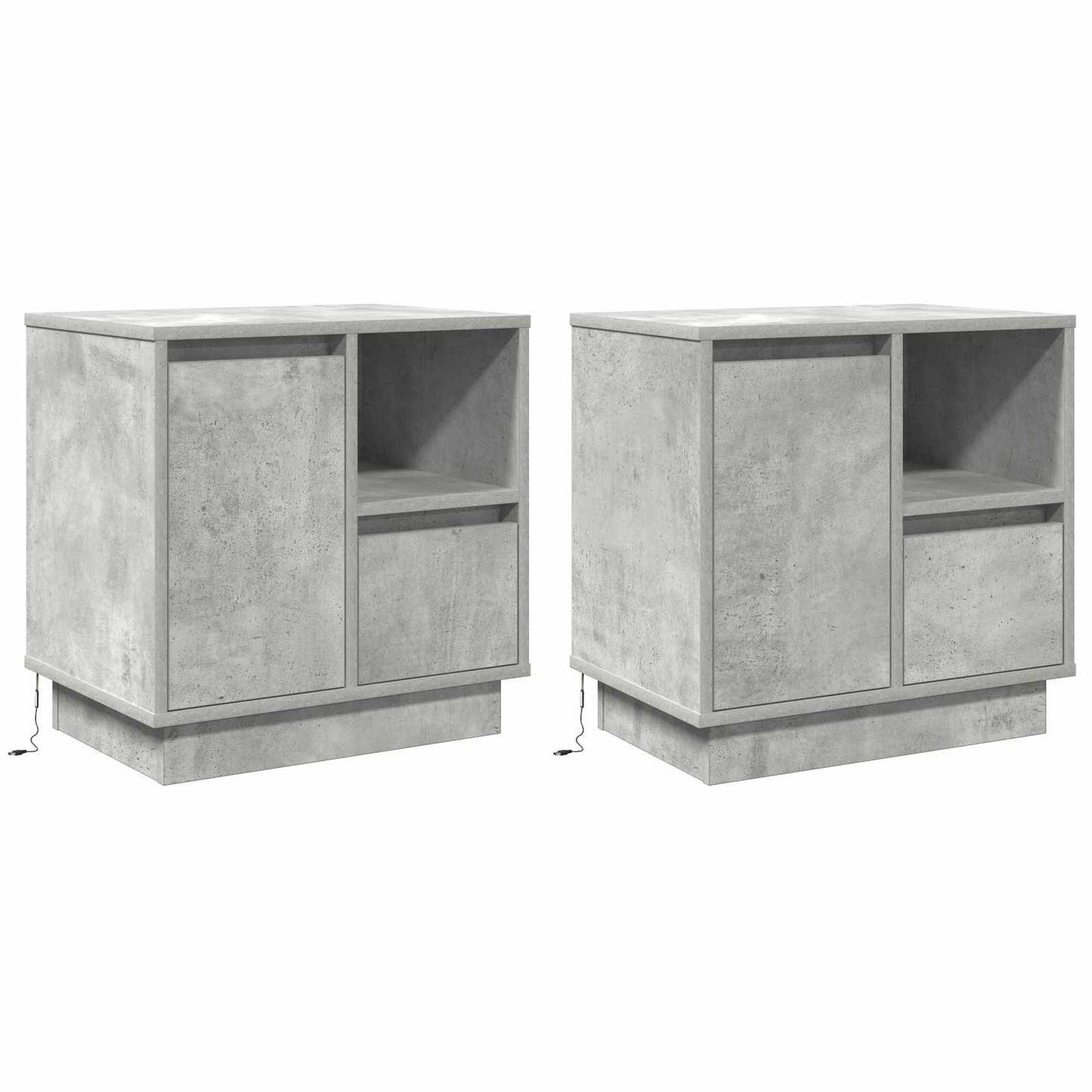 Dulap de noapte cu sertar 2 pcs Gri din beton 50 x 34,5 x 50 cm