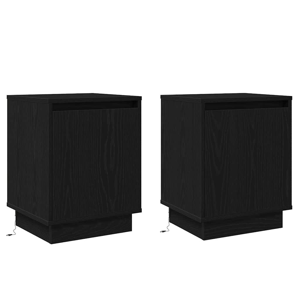 Dulap de noapte 2 pcs Stejar Negru 39 x 34,5 x 50 cm