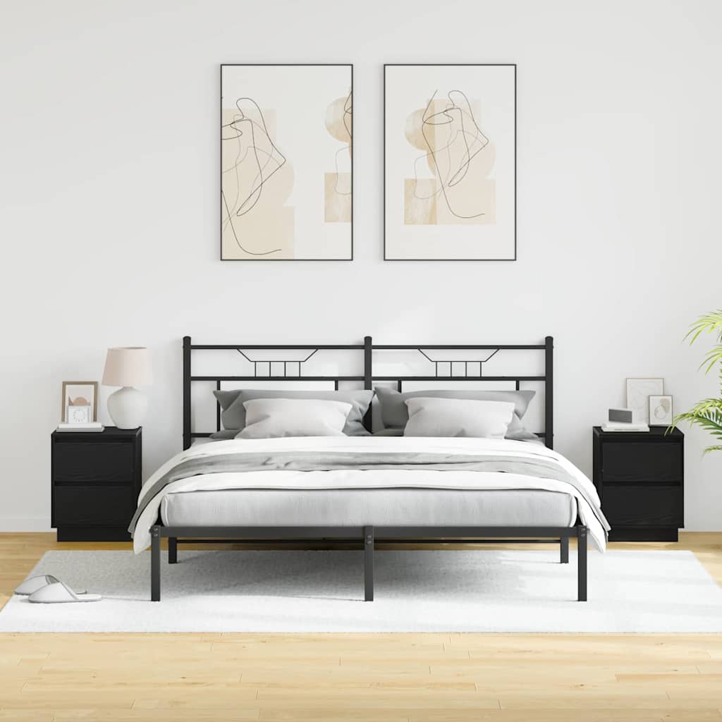 Dulap de noapte cu sertar 2 pcs Stejar Negru 39 x 34,5 x 50 cm