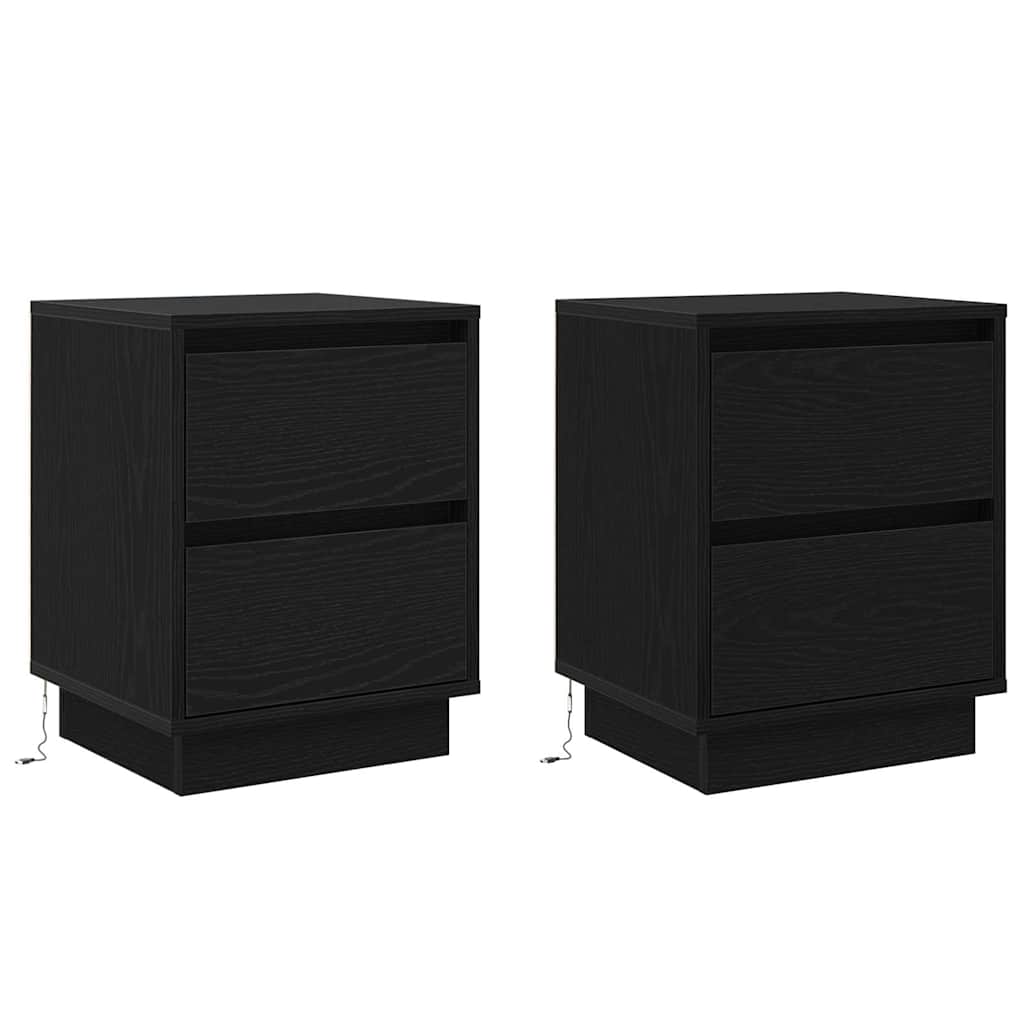 Dulap de noapte cu sertar 2 pcs Stejar Negru 39 x 34,5 x 50 cm