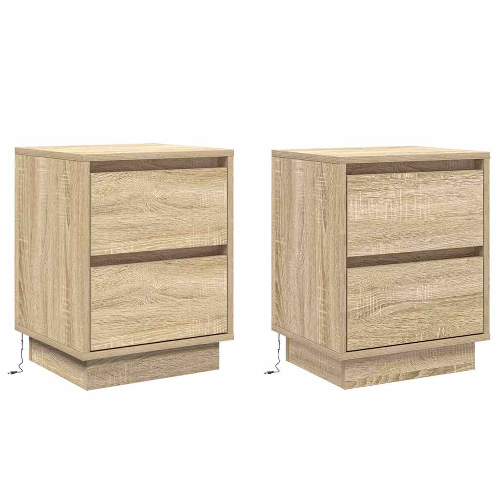 Dulap de noapte cu sertar 2 pcs Stejar Sonoma 39 x 34,5 x 50 cm