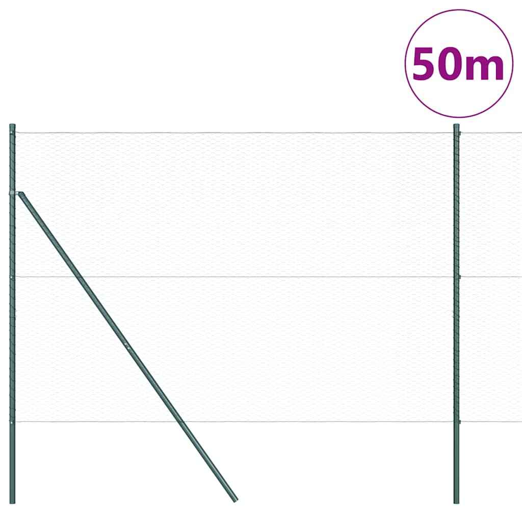 Stâlp de gard. Verde 50 x 1,5 m (plasă de 25 mm) Oțel și PVC