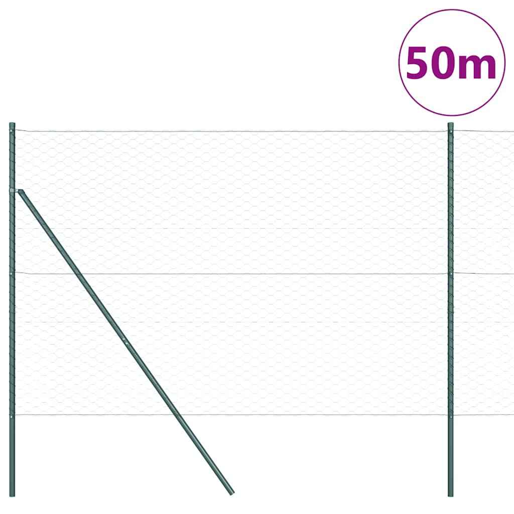 Stâlp de gard. Verde 50 x 1,5 m (plasă de 50 mm) Oțel și PVC