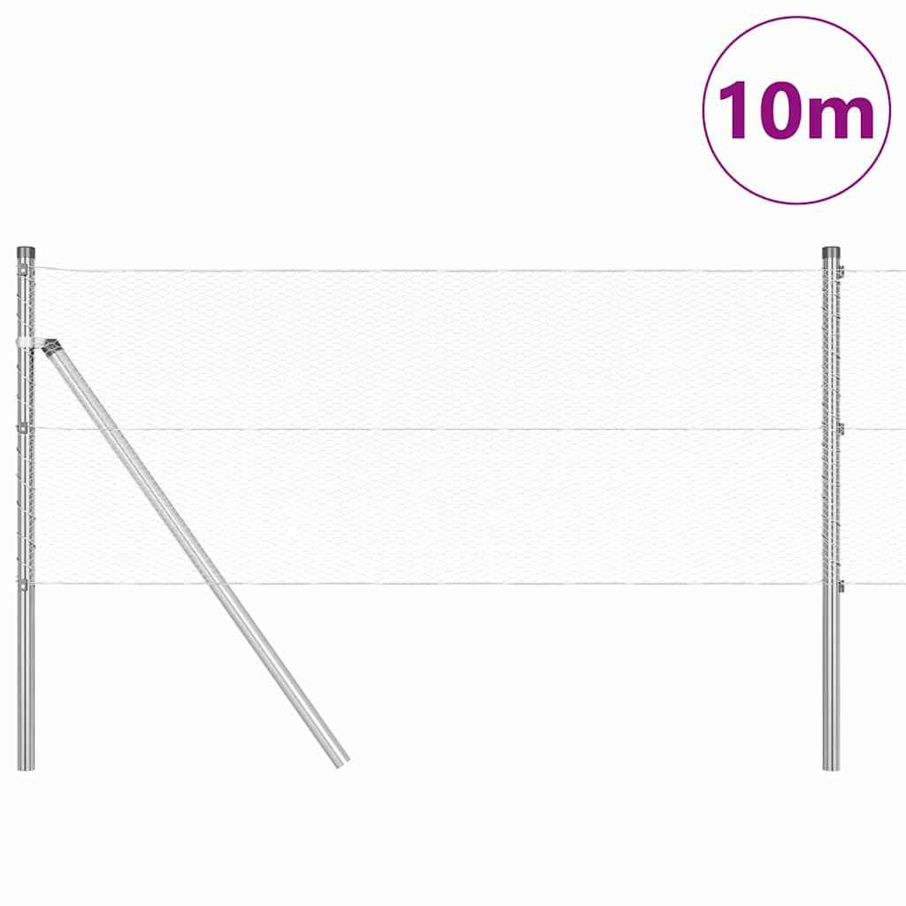 Stâlp de gard. Argintiu 10 x 0,6 m (plasă de 13 mm) Oțel