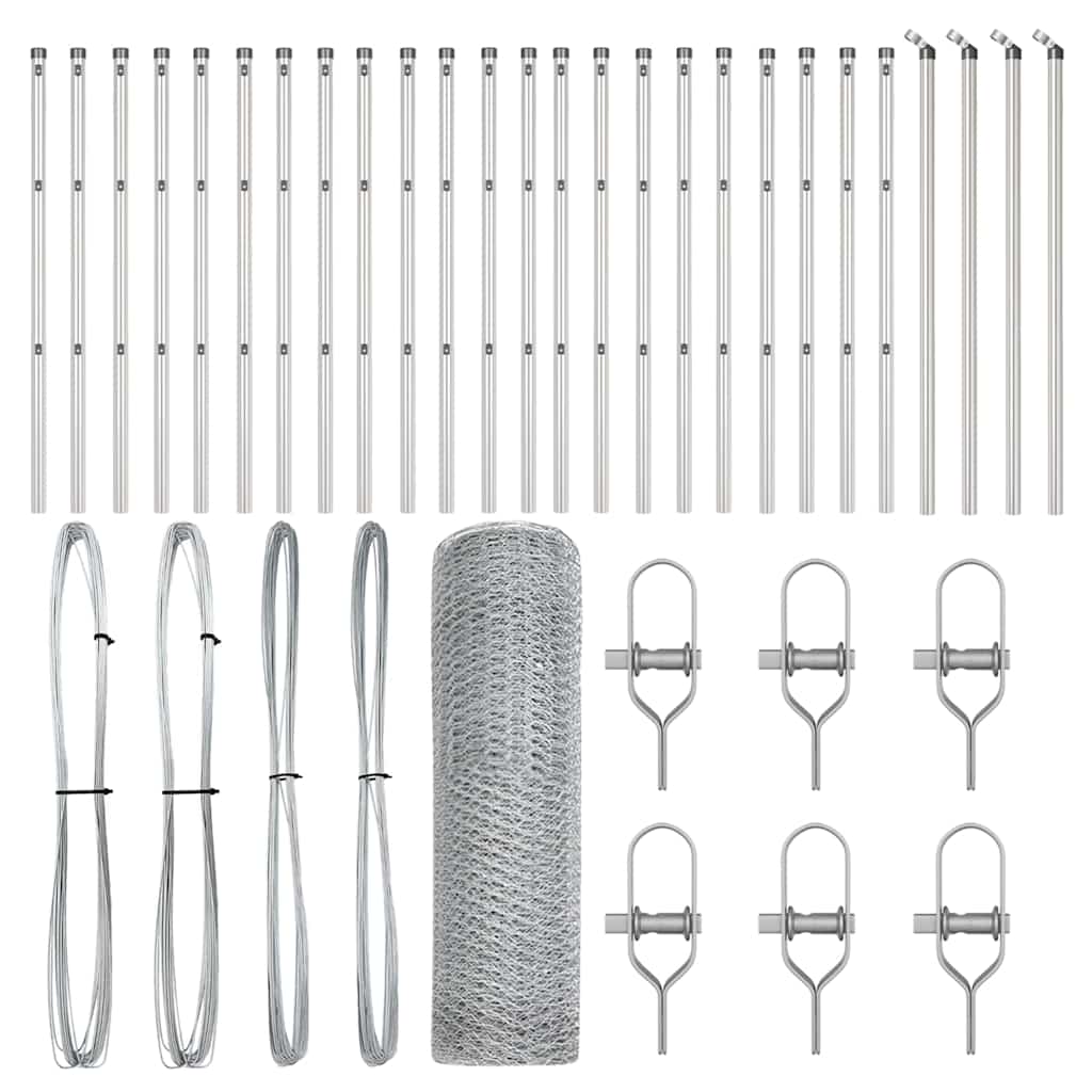 Stâlp de gard. Argintiu 50 x 0,8 m (plasă de 25 mm) Oțel