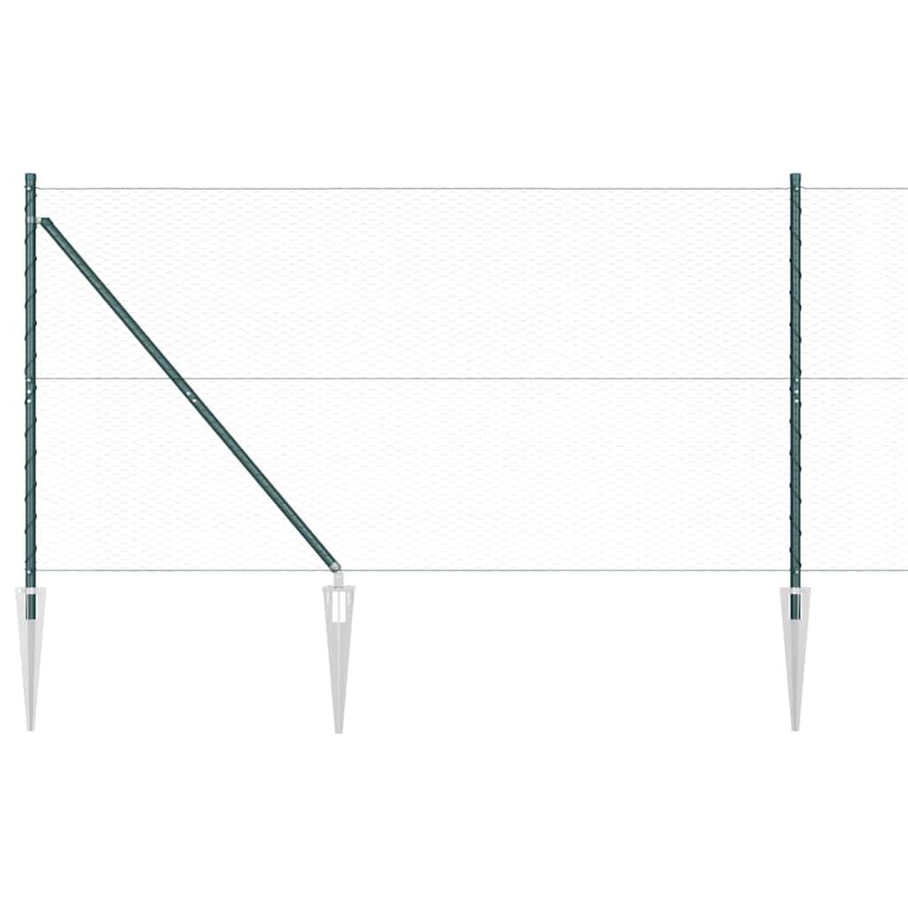 Stâlp de gard. Verde 50 x 1,4 m (plasă de 25 mm) Oțel și PVC