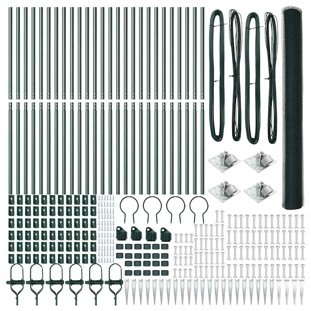 Stâlp de gard. Verde 50 x 1,6 m (plasă de 25 mm) Oțel și PVC