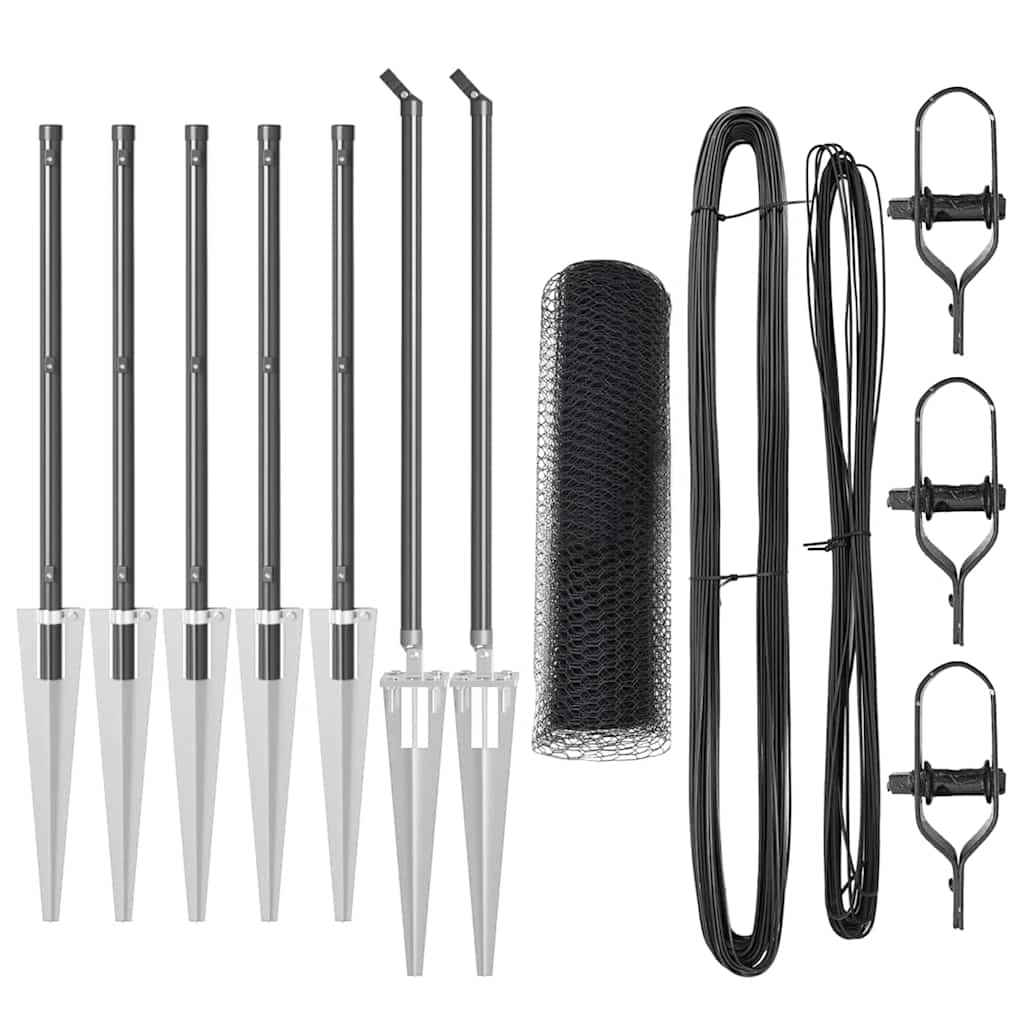 Stâlp de gard. Gri 10 x 0,5 m (plasă de 13 mm) Oțel și PVC