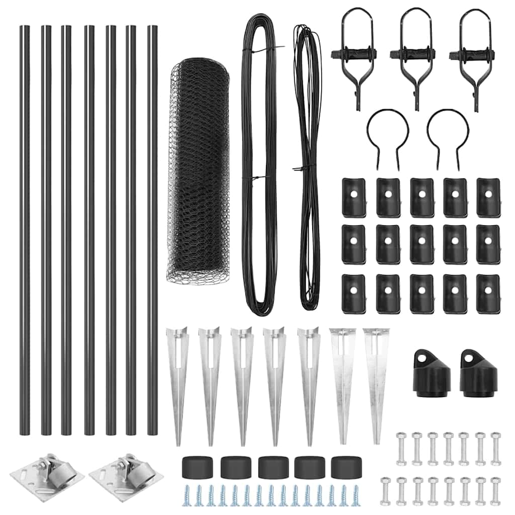 Stâlp de gard. Gri 10 x 0,5 m (plasă de 13 mm) Oțel și PVC