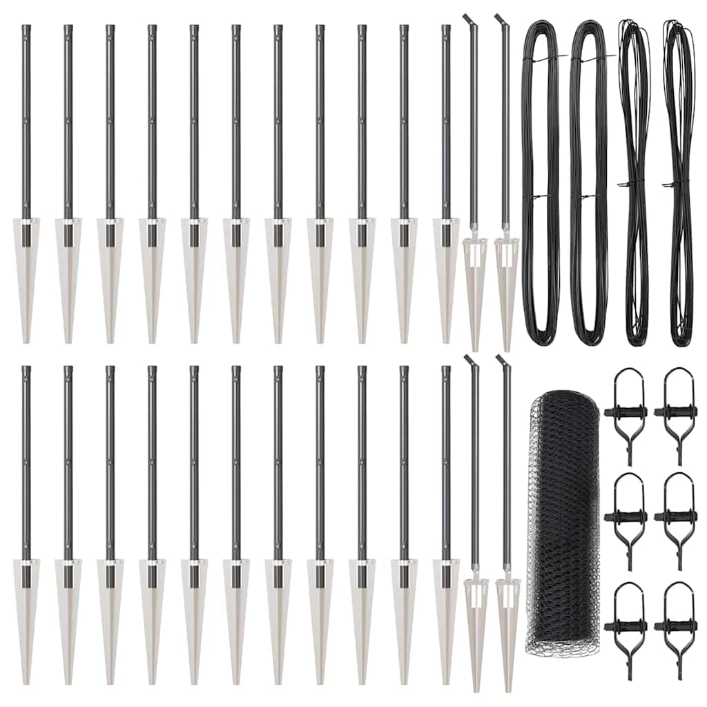 Stâlp de gard. Gri 50 x 0,6 m (plasă de 13 mm) Oțel și PVC