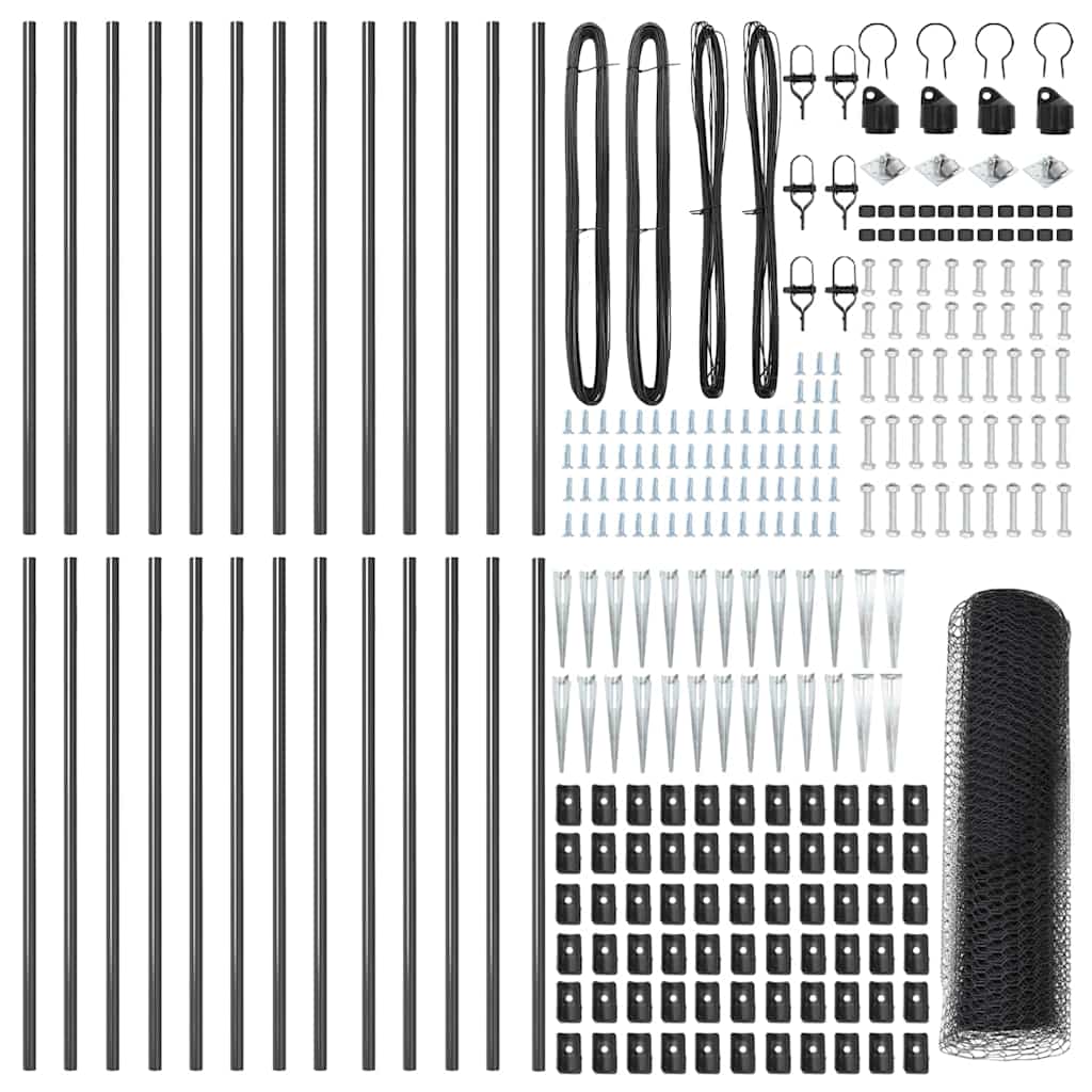 Stâlp de gard. Gri 50 x 0,6 m (plasă de 13 mm) Oțel și PVC