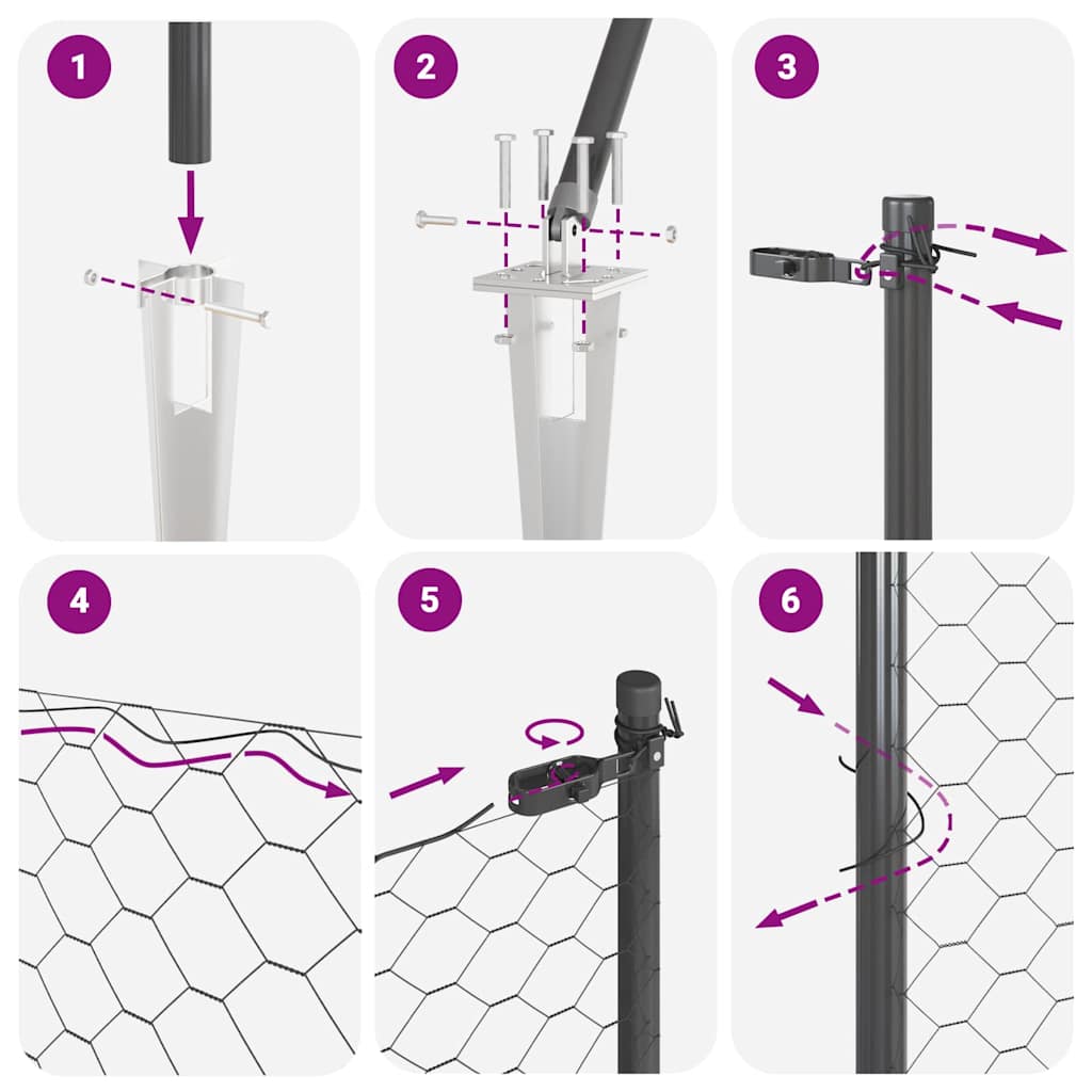 Stâlp de gard. Gri 50 x 0,8 m (plasă de 25 mm) Oțel și PVC