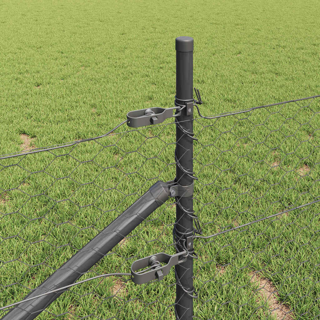 Stâlp de gard. Gri 50 x 0,8 m (plasă 36 mm) Oțel și PVC